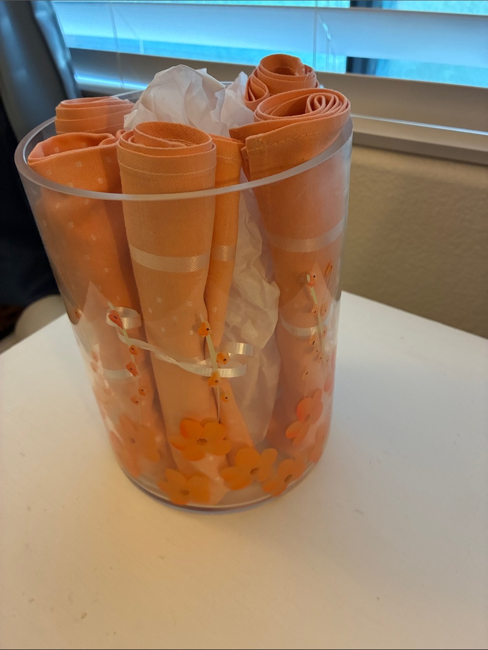 Spring Orange 6 Floral Napkin Set for Parties